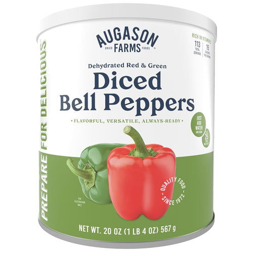 Dehydrated Diced Bell Peppers Emergency Food Supply, 113 Servings, 25 Year Shelf Life, Red and Green Peppers - Dehydrated Meals, Survival Food Camping Essentials Can | PrepWiseGear