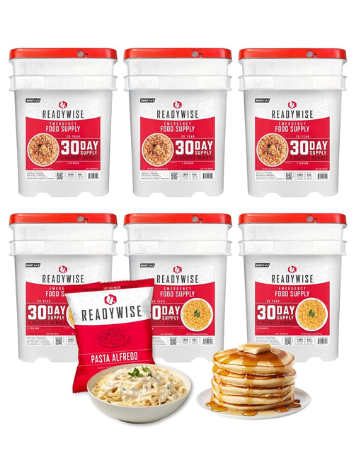 3 Month Emergency Food Supply - 894 Servings, 6 Buckets, Freeze Dried Protein Meals, Disaster Survival Food Storage Kit, Ready to Eat, Camping Essentials, up to 25 Year Shelf Life | PrepWiseGear