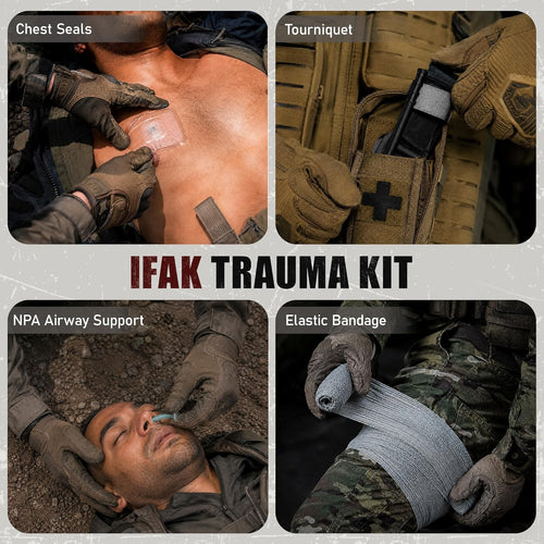 IFAK Trauma Kit 18Pcs, Tactical First Aid Kit with Venom Extractor & Emergency Blanket, Trauma Kit Combat Pack for Trauma Wound Care, Gunshot, Outdoor, Hiking, Car & Camping | PrepWiseGear