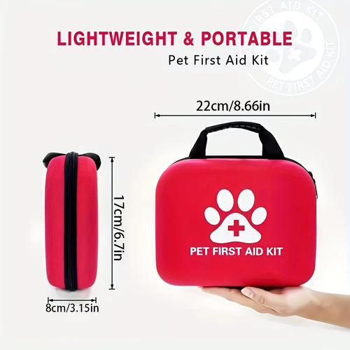 61Pcs Portable EVA Emergency Dog And Cat Pet First Aid Kit Set for Outdoor Travel and Camping with Medical Supplies