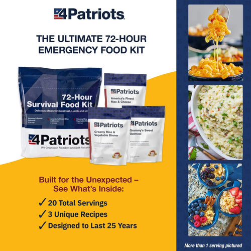 Emergency Food Supply - 72-Hour Survival Kit - Freeze Dried Food - 25-Year Shelf Life - 16 Servings | PrepWiseGear