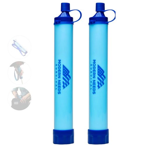 Ready Filter Personal Water Filter Straw | Backpacking Water Filter for Hiking & Camping | Portable Water Purifier Camping | Emergency Survival Gear & Camping Survival Kit | 2 Pack | PrepWiseGear