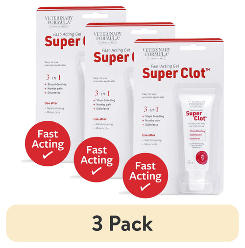 (3 Pack) Clinical Care Super Clot Styptic Gel, 1 Oz Tube, Easy Applicator for Dogs and Cats