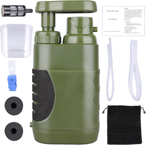 Portable Hand Pump Water Filter,100000Gallons Camping Water Filter Survival,3-Grade Backpacking Water Filter System 0.01Μm Camping Water Purifier for Family-Outdoor,Emergency | PrepWiseGear