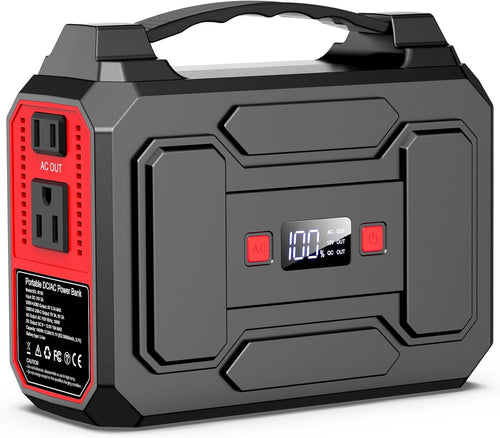 Portable Power Station Bank 146Wh 200W Peak(100W Rated), Solar Powered Power Bank with AC Outlet 110V for Camping, Solar Charger Power Bank Battery Pack 39600Mah for Home Outdoor Emergency | PrepWiseGear