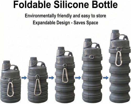 Collapsible Water Bottles Travel Water Bottle Sports Portable Sport Water Bottle Reusable Water Bottles Comes with Mountaineering Buckle 500Ml Silicone Water-Proof Camping Water Bottle | PrepWiseGear