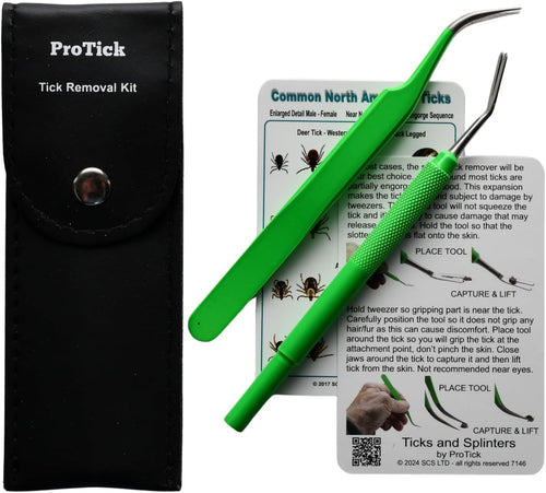 Tick Removal Kit, Precision Stainless Steel Tools, Carry Case, Tick ID Card, Removes All Tick Species and Sizes. Dog, Deer, Lone Star Ticks and Others Meet Their Match with This Premium Set