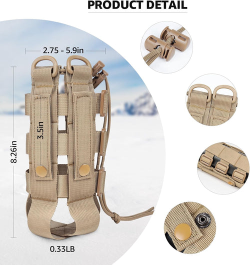Molle Water Bottle Holder for Backpack,Drawstring Adjustable Straps Molle Pouches for 20 32 36 48 Oz Water Bottle | PrepWiseGear