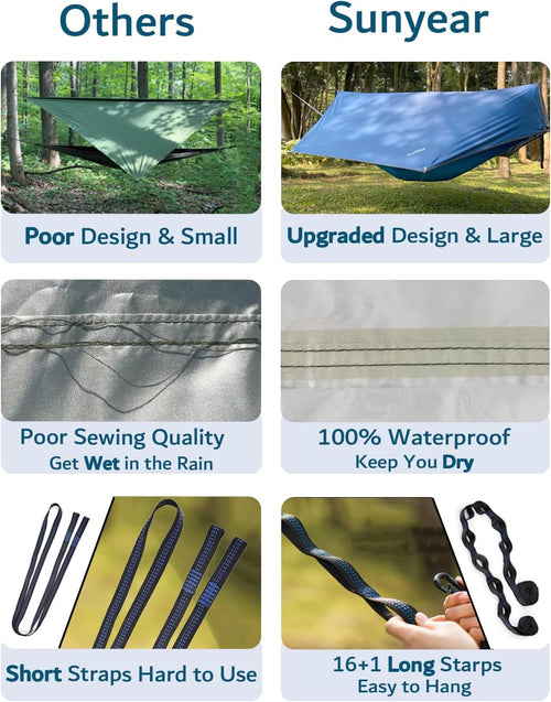 Camping Hammock, Portable Single & Double Hammock with Net, 2 Person Hammock Tent with 2 * 10Ft Straps, Best for Outdoor Hiking Survival Travel | PrepWiseGear