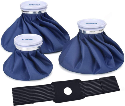 Ice Cold Pack Reusable Ice Bags Hot Water Bag for Injuries, Hot & Cold Therapy and Pain Relief with Elastic Breathable Support Wrap, 4-Pack, 3 Sizes (6"/9"/11"), (For Hot Therapy Is 50-60℃) | PrepWiseGear