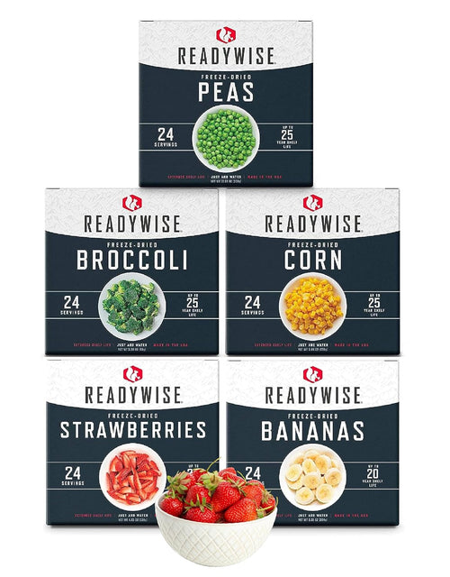 Emergency Food Supply - 120 Servings Fruits and Vegetables Survival Kit Boxes, Dehydrated Meals & Freeze Dried Prepper Food for Backpacking & Camping Essentials, up to 25 Year Shelf Life | PrepWiseGear