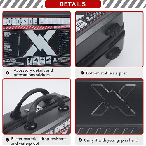 Roadside Emergency Car Kit (137Piece), with Jumper Cable, Car Safety Road Rescue Kit,Car Emergency Kit Gift for Father Women and Men,Tow Strap,Car Tool Kit (Black)