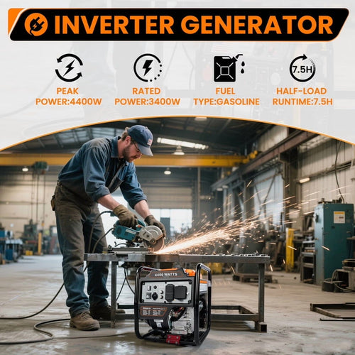 4400W Inverter Generator Gas Powered, Portable Gas Generator for Home and Outdoor Use, Leightweight and ECO Mode | PrepWiseGear