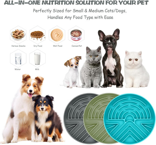 Slow Feeder Dog Bowl for Large & Small Pets, anti Choking Puzzle Dog Food Lick Mat with Non-Slip Base, Interactive Pet Slow Eating, Silicone Licking Mat Cat Feeding Bowl for Puppies & Cats