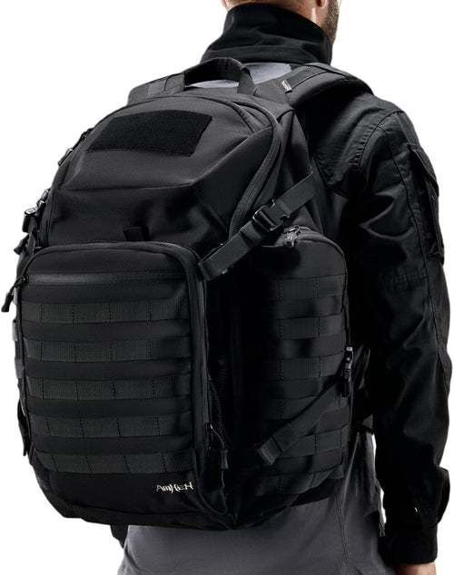 52L 1050D Airplane Approved Tactical Travel Backpack, Black | 17 Inch Gaming Laptop Compartment, Heavy Duty MOLLE 72 Hour Bug Out Bag, External Expandable Pocket | PrepWiseGear