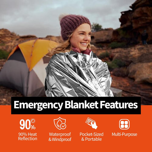 Emergency Thermal Blankets,4 Pack,Space Mylar Blanket Survival Kit | PrepWiseGear