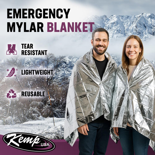 Emergency Mylar Blanket Pack of 25 Lightweight Thermal Reflective Survival Blanket First Aid Disaster Preparedness Camping Vehicle Bug Out Bag Emergency Supply Gear