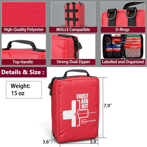 Compact First Aid Kit for Emergency - Basic Emergency Kit for Dorm,Hiking, Backpacking, Camping, Traveling, and Cycling -Small First Aid Kits | PrepWiseGear