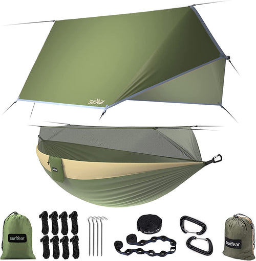 Camping Hammock, Portable Single & Double Hammock with Net, 2 Person Hammock Tent with 2 * 10Ft Straps, Best for Outdoor Hiking Survival Travel | PrepWiseGear