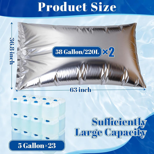 116 Gallon Aluminum Foil Emergency Water Storage, Bathtub Water Storage Bag with Hand Pump, Water Storage Bladder for Hurricane Disaster Preparedness Survival Drinking Water
