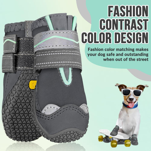 Dog Shoes for Large Small Medium Dogs - Waterproof Dog Boots for Summer Hot Pavement, Paw Protector for Outdoor Walking Winter Snow, Anti-Slip Rubber Dog Booties for Hardwood Floor (GY, 7)