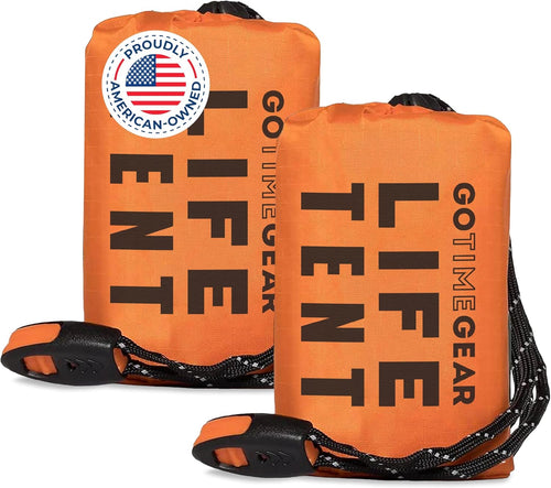 Survival Life Tent • 2 Person Mylar Emergency Shelter Tube Tent + Paracord • All-Weather Protection for Camping, Hiking, & Survival Kits • Includes Emergency Whistle | PrepWiseGear