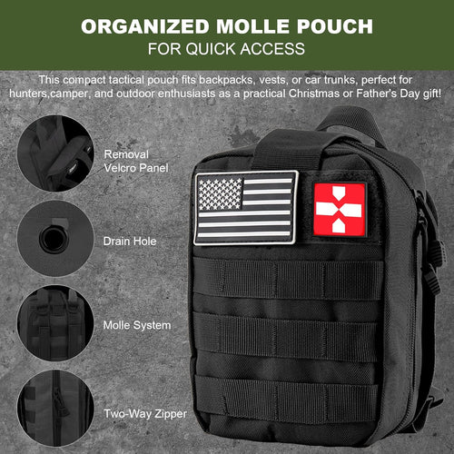 Gifts for Men Fathers Day Dad, Survival Kit, 150 PCS Survival Gear and Supplies Equipment with Trauma Bag, Molle Pouch Emergency Kit for Outdoor Camping, Hunting, Car, Home, Earthquake, Adventures | PrepWiseGear