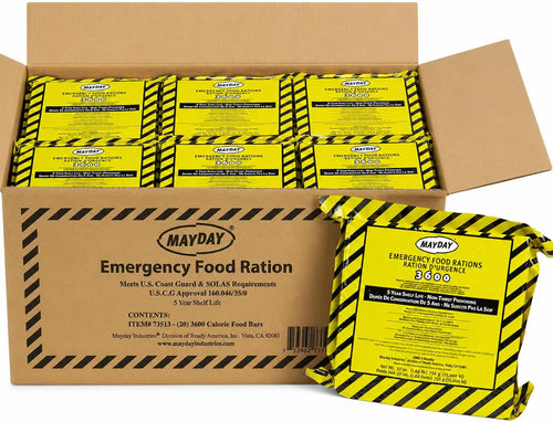 Mayday Emergency Food Bars, 3600 Calorie Meal Replacement Bars - 5 Year Shelf Life Survival Food Rations, U.S. Coast Guard Approved, Ready to Eat Emergency Food Supply for Disaster Preparedness, Earthquake, Fire, Flood, Apple Cinnamon, 20 Pack | PrepWiseGear