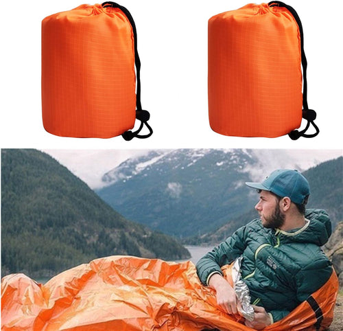2 Pack Emergency Sleeping Bag, Mylar Emergency Blanket, Waterproof Lightweight Survival Shelter Blanket, Portable Survival Thermal Bivy Sack for Outdoor Camping Hiking Adventure | PrepWiseGear
