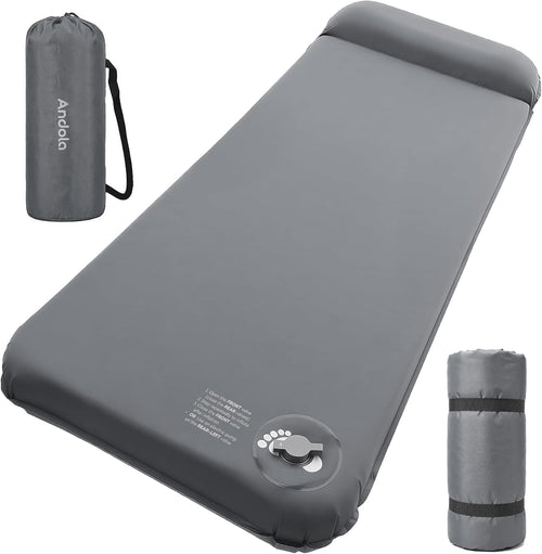 Self-Inflating Sleeping Pad for Camping, 3" Ultra-Thick Outdoor Camping Mat with Pillow & 9.5 R-Value, Insulated All-Season Foam Camping Mattress for Camping Travel Tent Car