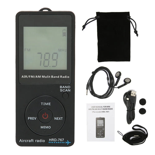 Aircraft Band Radio HRD‑767 Portable Radio Aircraft Band Automatic Power off FM/AM/AIR Radio with Earphone Radio with Earphone