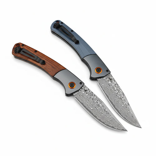 Damascus Steel Folding Knife ? Handmade EDC Pocket Knife with Wooden/G10 Handle for Camping & Outdoor | PrepWiseGear