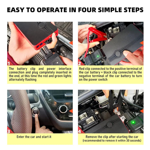 Emergency Power Starter, 20000 Mah Car Jump Starter Battery Power Bank, Vehicle Emergency Starting Booster for Car Boat Truck, Red