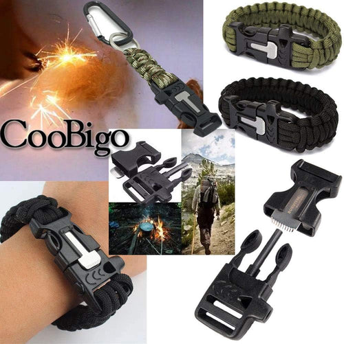 10Pack 3/4" (19Mm) Fire Starter Survival Whistle Buckle Flint Scraper for Paracord Bracelet Key Lanyard Ourdoor Hiking Camping Backpack Bag Pets Collar DIY Travel Kits | PrepWiseGear