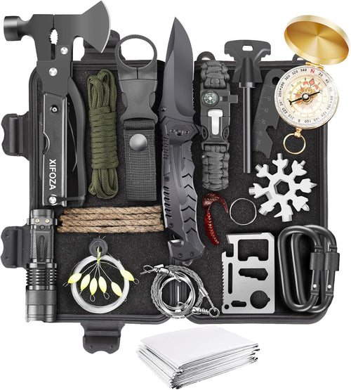 Survival Kits 27 in 1, Survival Gear and Supplies, Christmas Stocking Stuffers Camping Accessories Tactical Gear Fishing Equipment for Camping Hiking Hunting, Christmas Birthday Gifts for Men | PrepWiseGear