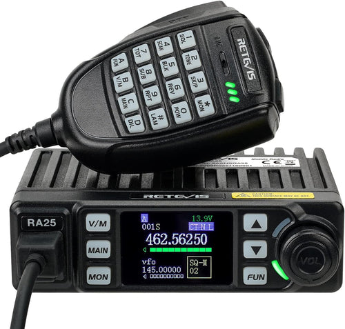 RA25 GMRS Mobile Radio, Long Range GMRS Radio Mobile Transceiver, 8 Repeater Channel Base Station, Emergency Alarm FM Radio, Mobile Two Way Radio for Farm Overlanding