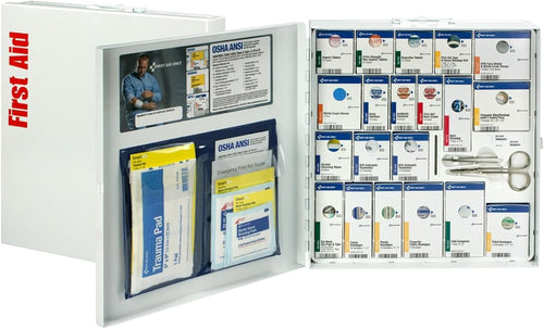 746000 Smartcompliance 50-Person ANSI A+ and OSHA Compliant First Aid Kit for Business, Large Metal First Aid Cabinet with Medications, 241 Pieces | PrepWiseGear