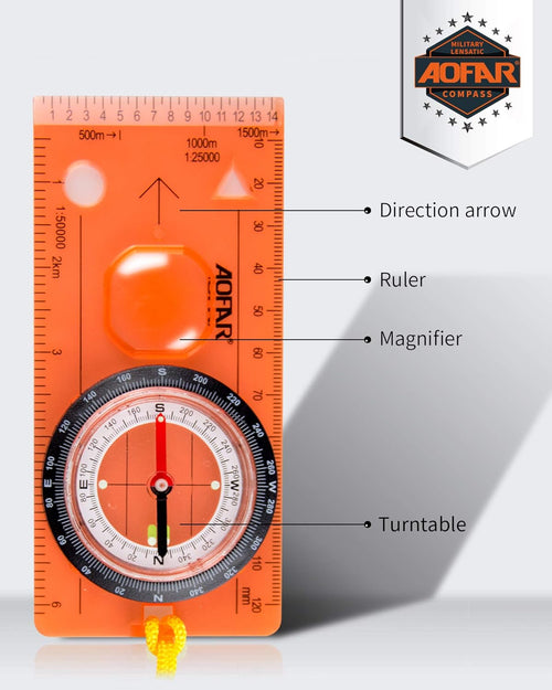 Orienteering Compass for Kids, Lightweight and Portable, Survival Compass for Navigation, Backpacking, Camping, Hiking, and Hunting | PrepWiseGear