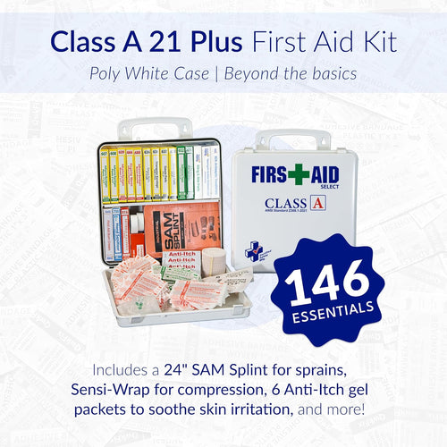 Mfg Class a 21 plus - 146Pc Usa-Made ANSI & OSHA Compliant First Aid Kit - Emergency Medical Supplies for Minor Injuries - First Aid Kits for Businesses, Homes, & More | PrepWiseGear