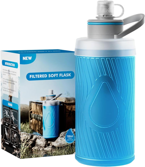 700Ml Collapsible Water Filter Bottle,Squeeze Water Filtered Bottle,Bpa-Free, Ultra Light Emergency Survival Water Filter,Perfect for Hiking, Backpacking, Camping | PrepWiseGear