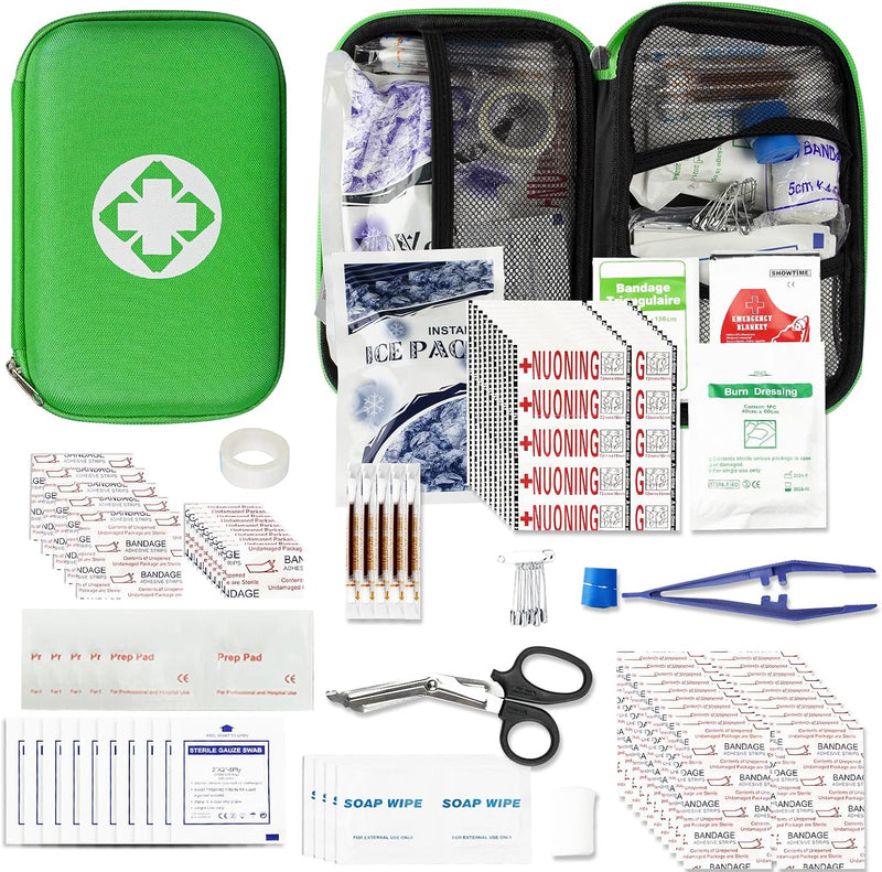 275Pcs Travel First Aid Kits for Car Emergency Preparedness Items Urgent Accident Essentials Set Survival Gear Equipment Sports First Aid Kits for College Dorm Student, Home, Boat, Green | PrepWiseGear