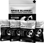 Survival Emergency Mylar Thermal Blankets -Space Blanket Survival Kit Camping Blanket Perfect for First Aid Kit Outdoors, Hiking, Survival,Bug Out Bag,Marathons (Silver, 4 Pack)