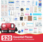 520 Piece Large First Aid Kit – Emergency Survival Kit for Car, Home, Camping, and Travel – Compact Medical Kit for Roadside Emergencies, Outdoor Adventures, and Everyday Safety | PrepWiseGear