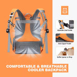 32 L. Leakproof Soft Backpack Cooler Bag for Camping Hiking, Orange | PrepWiseGear
