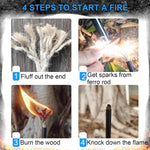 Ferro Rod Fire Starter Kit – 5" Flint and Steel with Two Waxed Tinder Cord & Paracord for Camping, Hiking, Outdoor Survival, Emergency Preparedness | PrepWiseGear