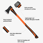 Chopping Axe, Hand Axe, Camp Hatchet for Splitting Kindling and Chopping Branches, Wood Chopping Axe 5.5 Lb with 36-In Fiberglass Handle