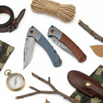 Damascus Steel Folding Knife ? Handmade EDC Pocket Knife with Wooden/G10 Handle for Camping & Outdoor | PrepWiseGear