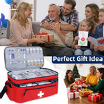 First Aid Bag Empty Large 2 Layer Medical Bag with Shoulder Strap 16”X 9½” X 7” Medicine Organizer Box Travel First Aid Kit Emergency Supplies Storage Bag for Car, Home, Office, Outdoor (Red) | PrepWiseGear