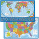 Laminated World & USA Map Poster Set - 2 Pack