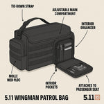 Tactical Wingman Patrol Bag – Police Gear Car Seat Organizer for Law Enforcement, Black, Style 56045ABR | PrepWiseGear